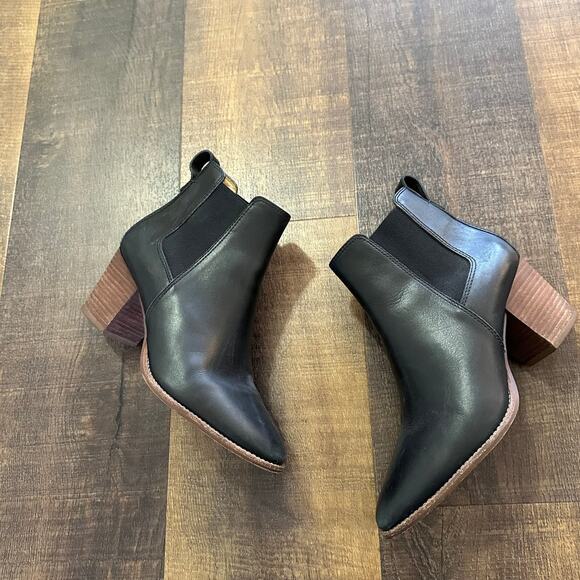 Madewell The Regan Black Leather Ankle Boots Size 8 - Picture 8 of 11